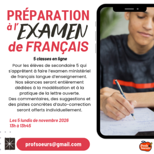 Classe de préparation à l'épreuve de français secondaire 5